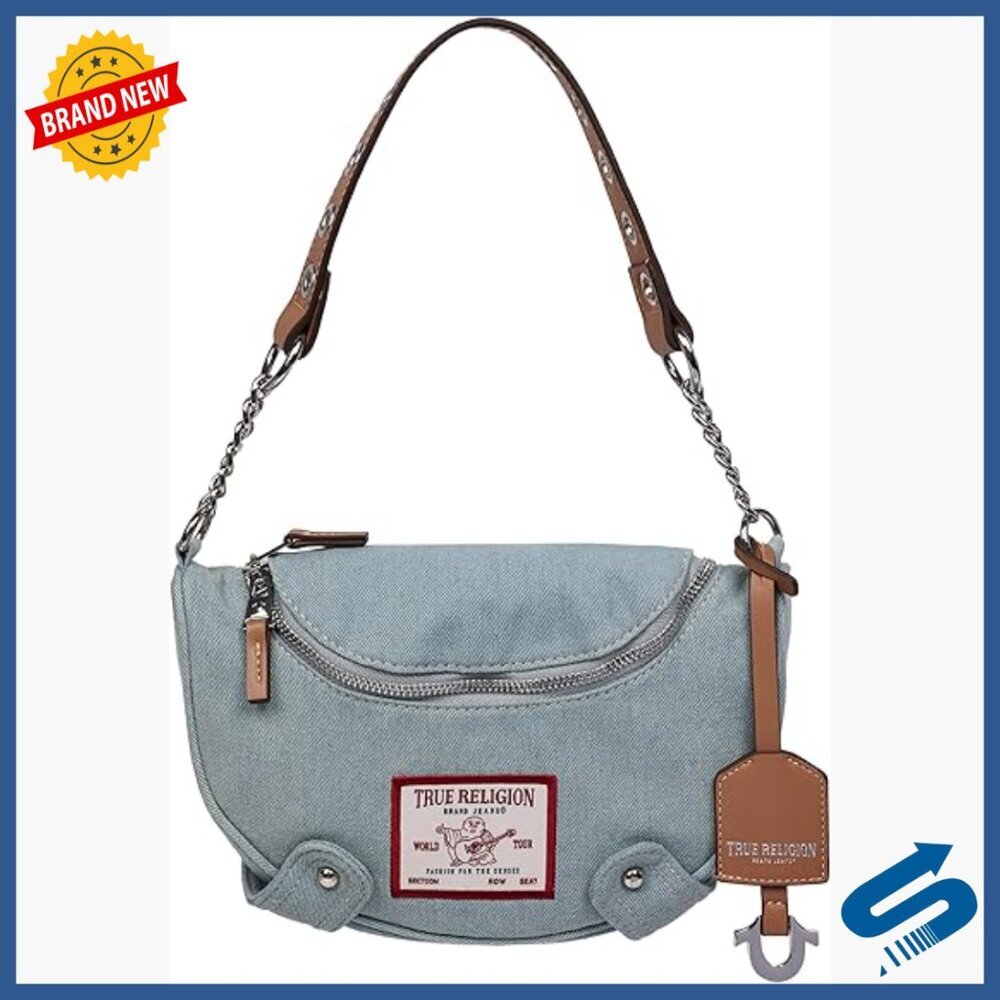 Denim Hobo Shoulder Bag with Chain Strap, Medium Travel Handbag